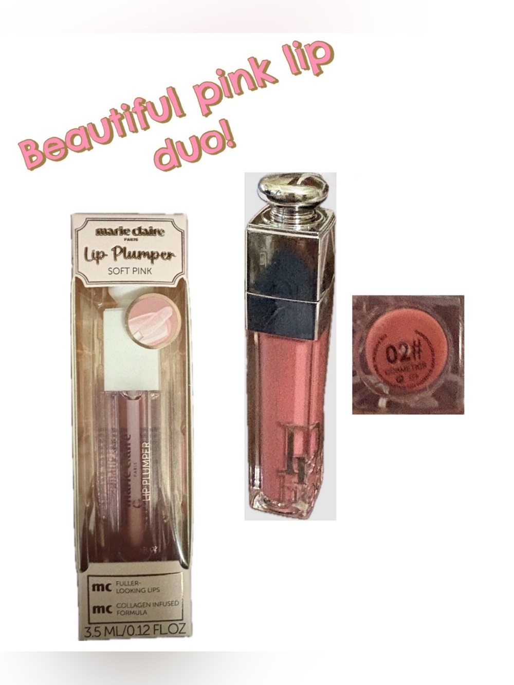 NEW Christian Dior Lip Gloss 02 + NIB Marie Claire Lip Plumper Set